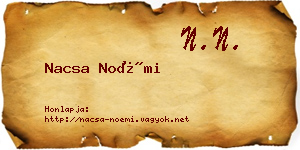 Nacsa Noémi névjegykártya