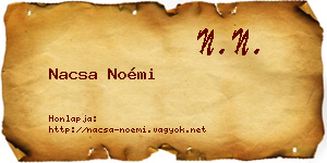 Nacsa Noémi névjegykártya